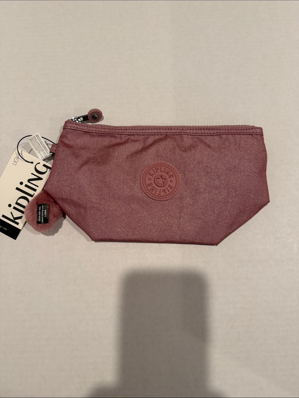 Kipling Shimmering Rose Cosmetic Pouch with Pom Charm